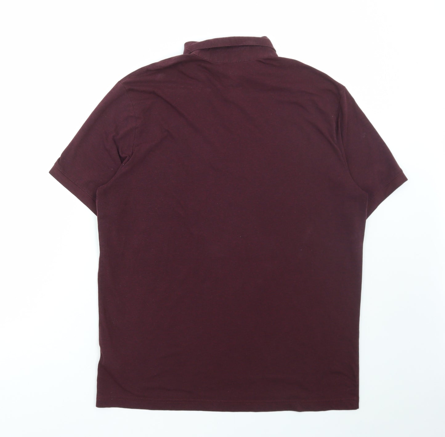 H&M Mens Red Cotton Polo Size L Collared Button