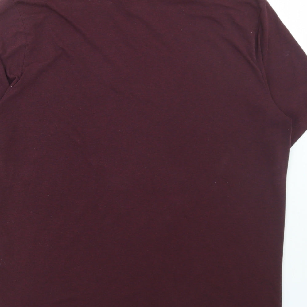 H&M Mens Red Cotton Polo Size L Collared Button