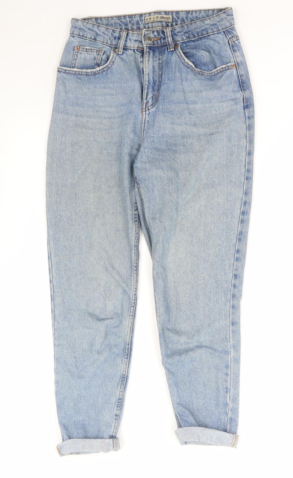 Denim & Co. Womens Blue Cotton Straight Jeans Size 8 L28 in Regular Zip