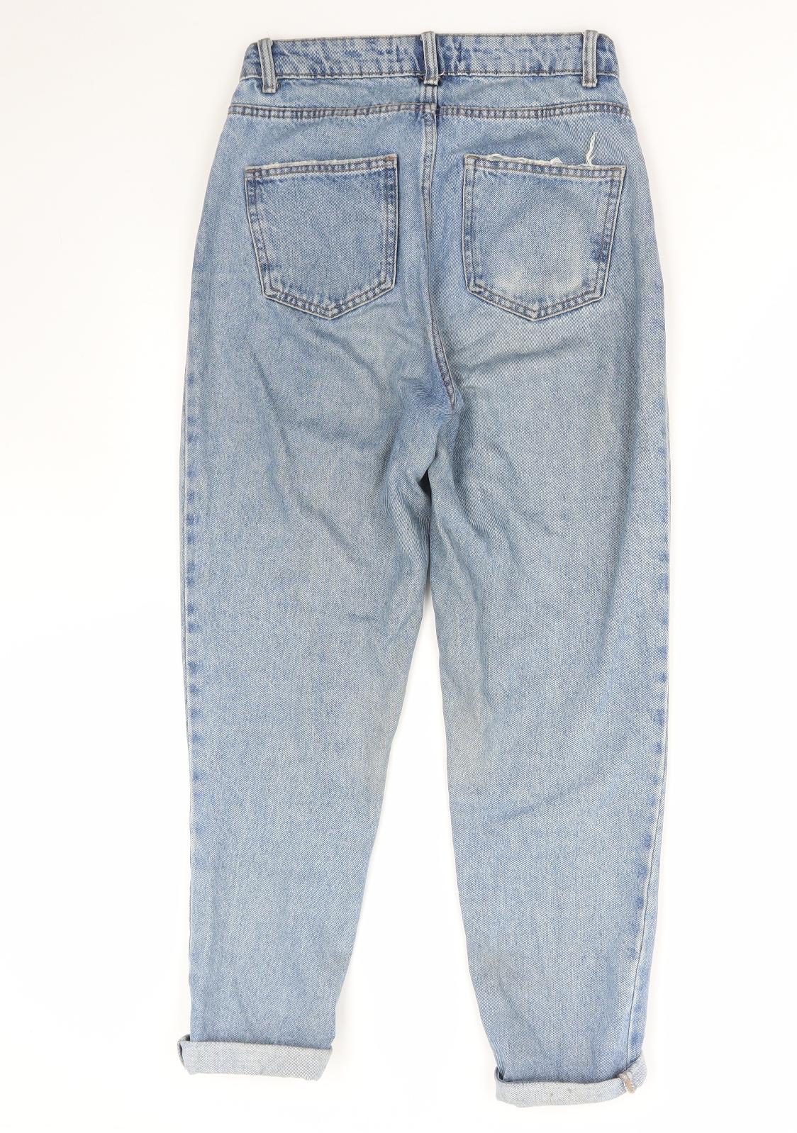 Denim & Co. Womens Blue Cotton Straight Jeans Size 8 L28 in Regular Zip