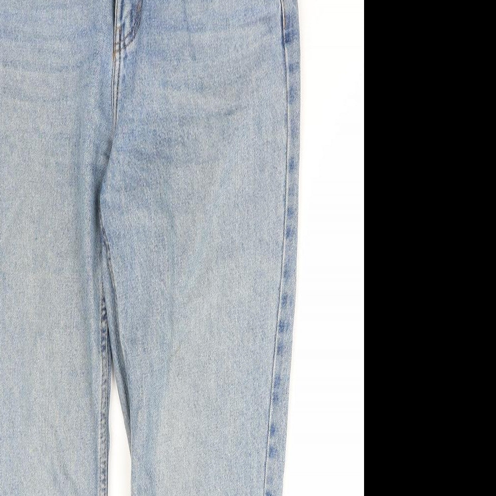 Denim & Co. Womens Blue Cotton Straight Jeans Size 8 L28 in Regular Zip