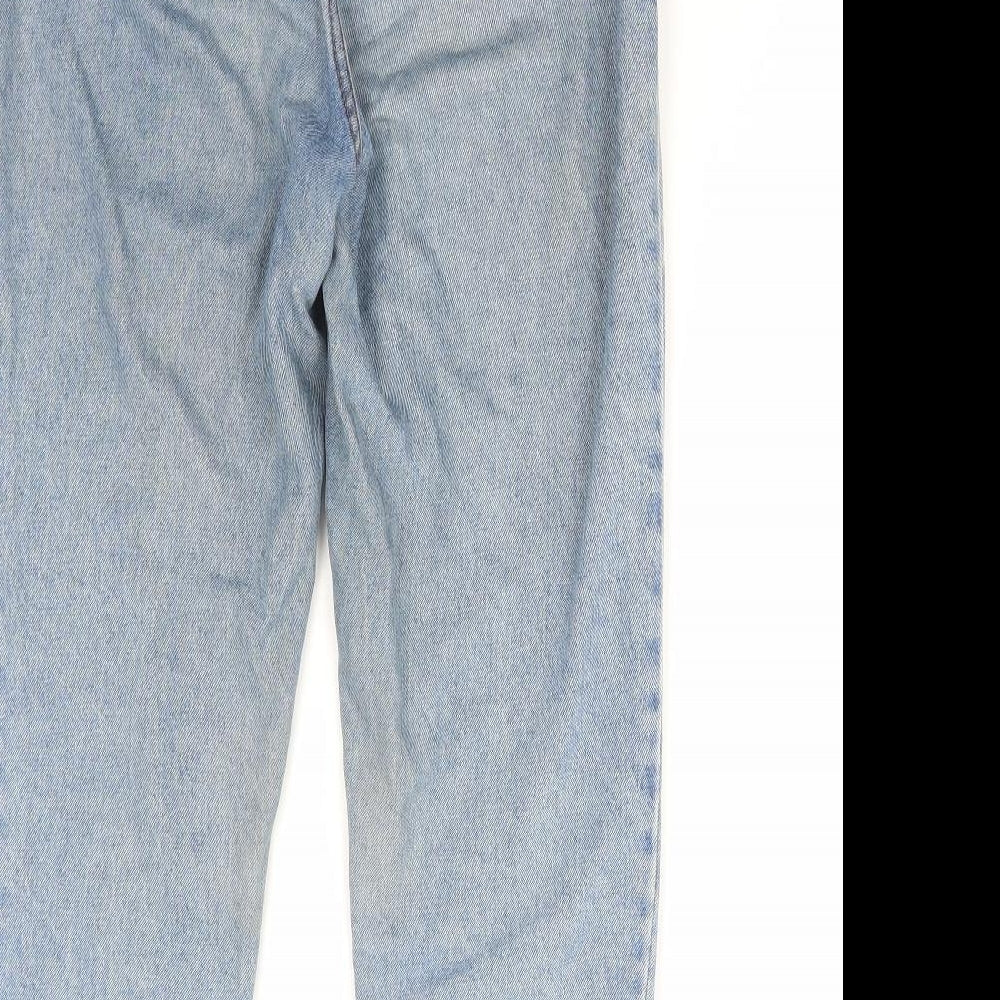 Denim & Co. Womens Blue Cotton Straight Jeans Size 8 L28 in Regular Zip
