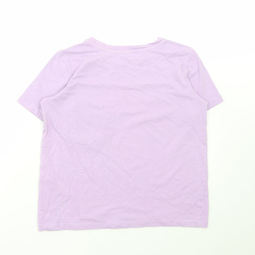 Zara Womens Purple Cotton Basic T-Shirt Size S Round Neck
