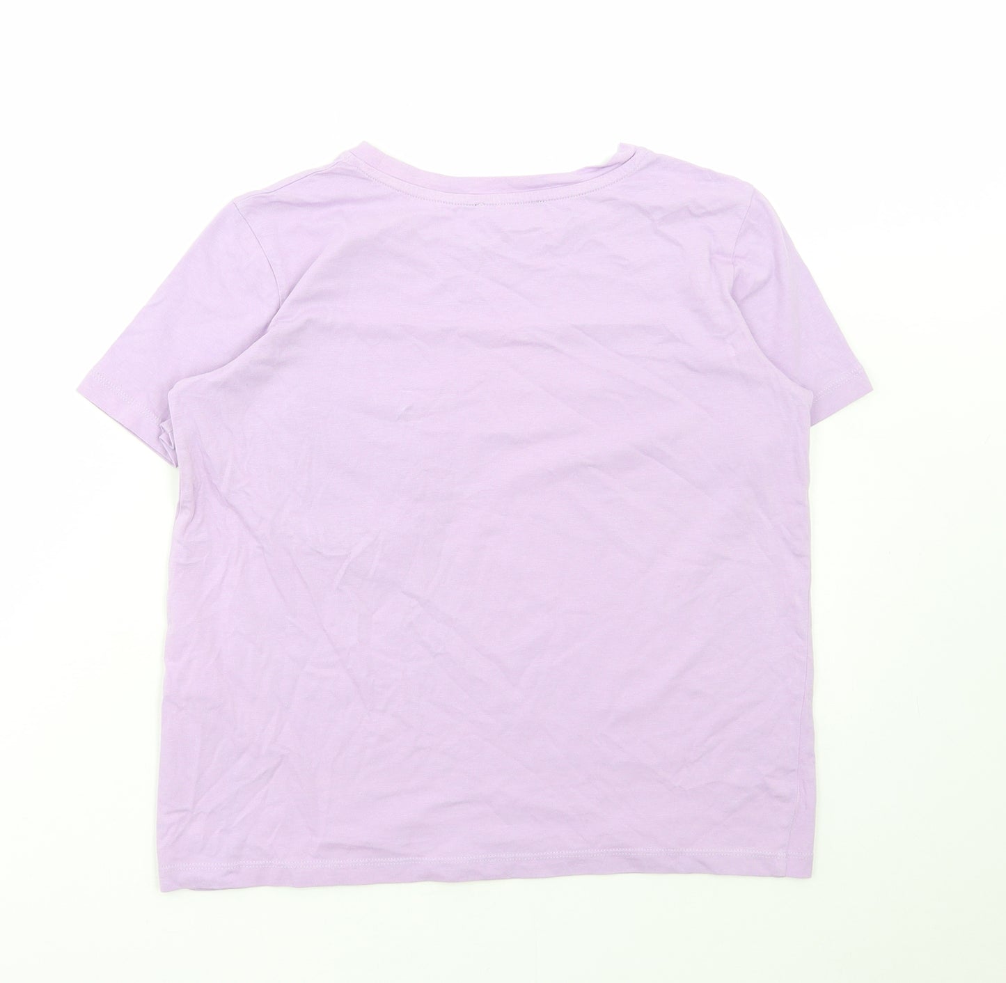 Zara Womens Purple Cotton Basic T-Shirt Size S Round Neck
