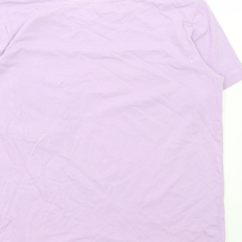 Zara Womens Purple Cotton Basic T-Shirt Size S Round Neck