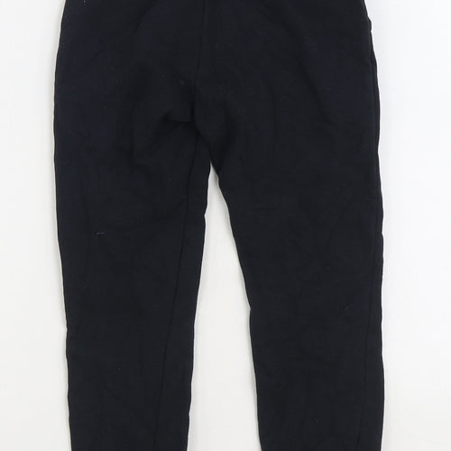 F&F Boys Black Cotton Jogger Trousers Size 7-8 Years Regular Drawstring