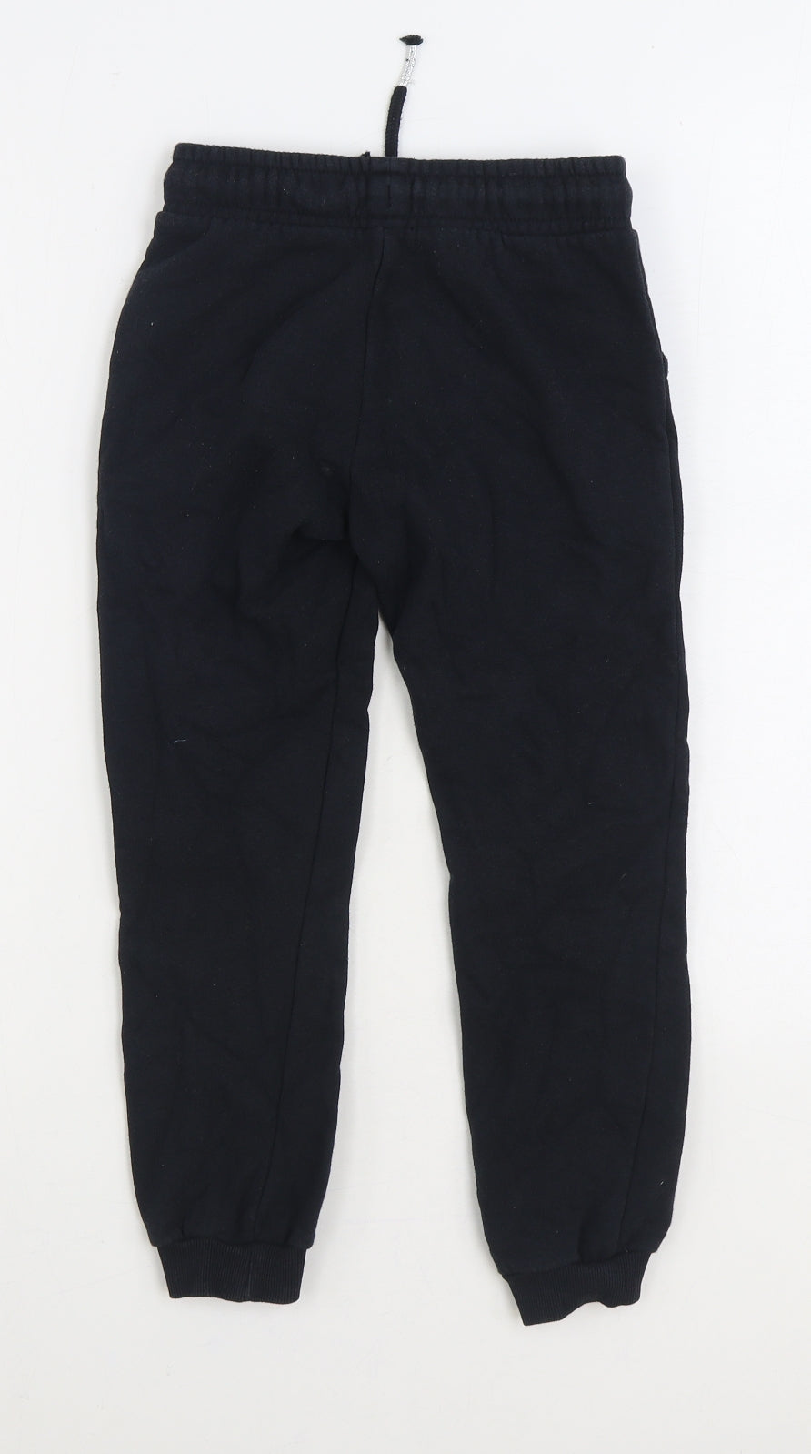 F&F Boys Black Cotton Jogger Trousers Size 7-8 Years Regular Drawstring