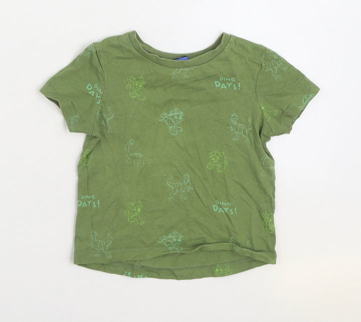 George Boys Green Geometric 100% Cotton Basic T-Shirt Size 12-18 Months Round Neck Pullover - Paw Patrol