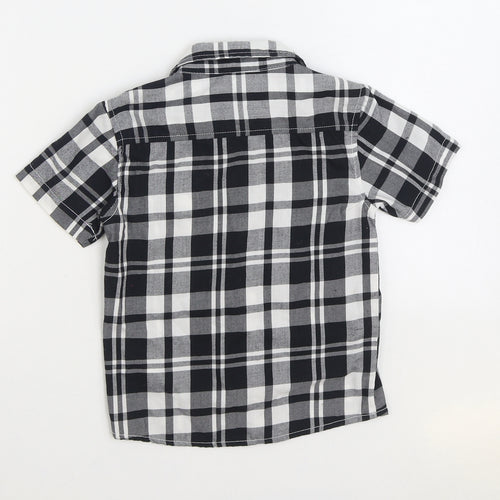 Rebel Boys Black Plaid 100% Cotton Basic Button-Up Size 4-5 Years Collared Button