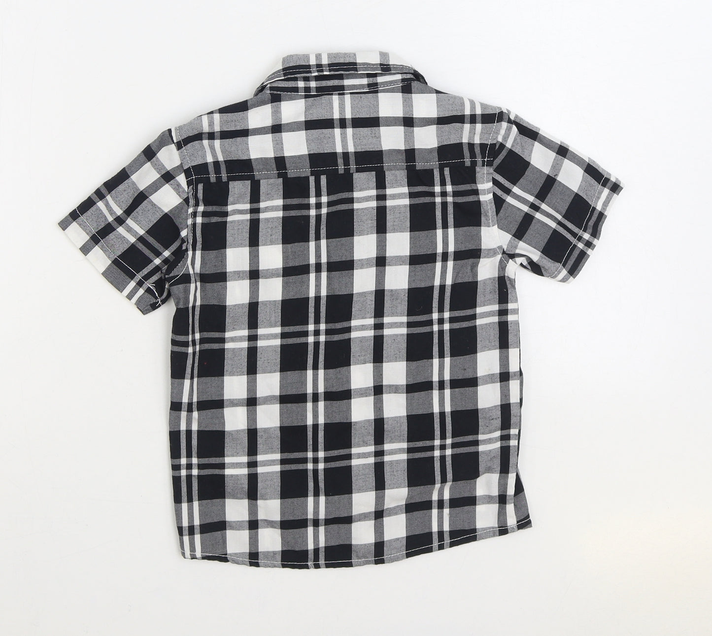 Rebel Boys Black Plaid 100% Cotton Basic Button-Up Size 4-5 Years Collared Button