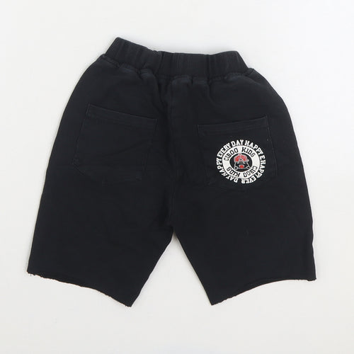 Ciboo Kids Boys Black Cotton Sweat Shorts Size 4-5 Years Regular Drawstring - Logo