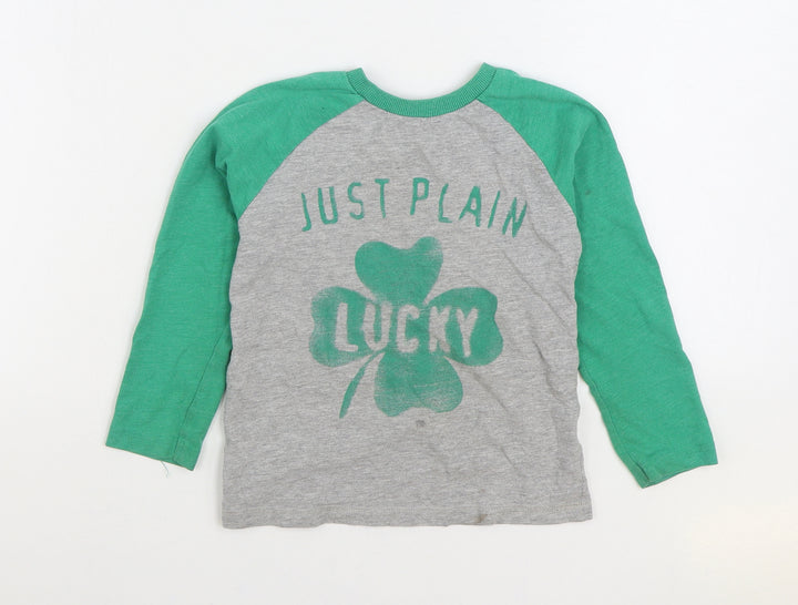 Dunnes Stores Boys Grey 100% Cotton Basic T-Shirt Size 5 Years Round Neck Pullover - Just Plain Lucky