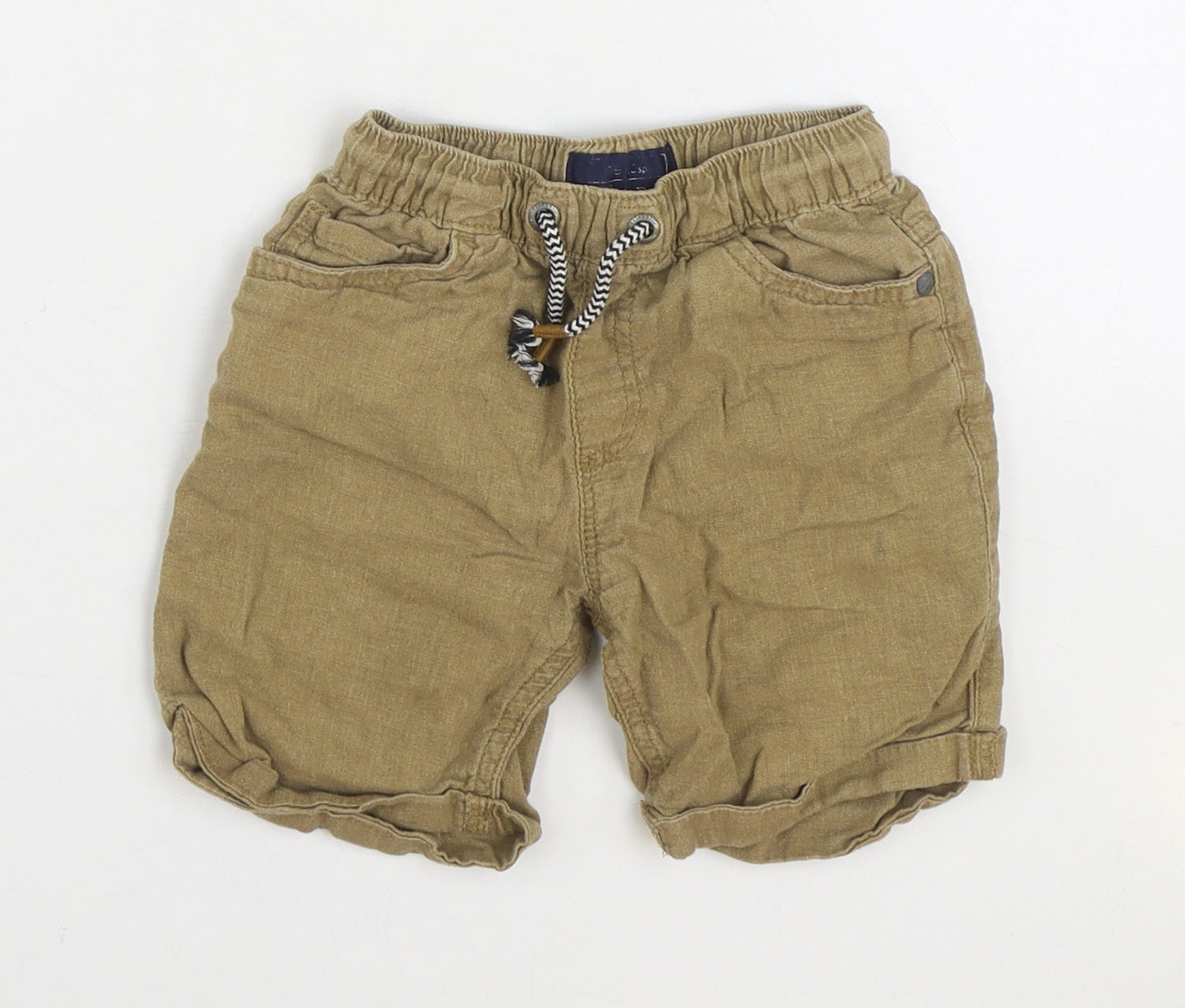 NEXT Boys Brown Linen Chino Shorts Size 5-6 Years Regular Drawstring