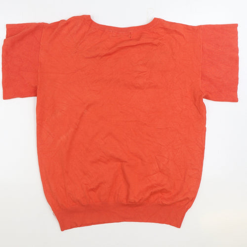 Rant & Rave Womens Orange Round Neck Floral Viscose Pullover Jumper Size L