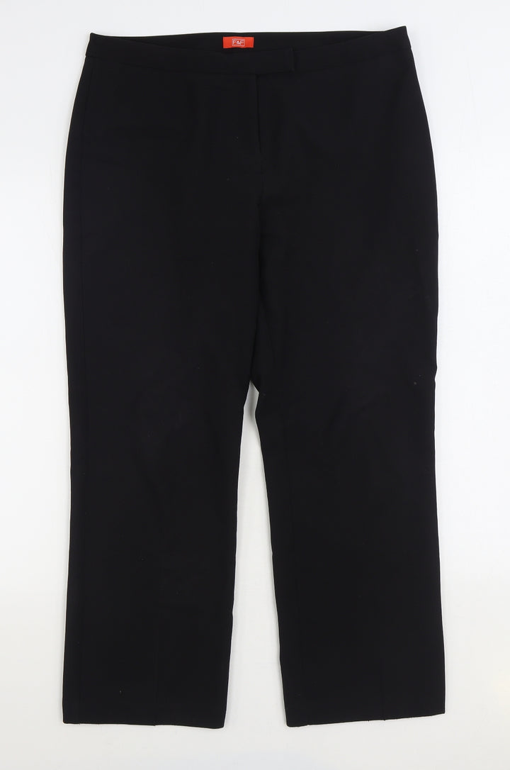 F&F Womens Black Polyester Trousers Size 12 L27 in Regular Zip