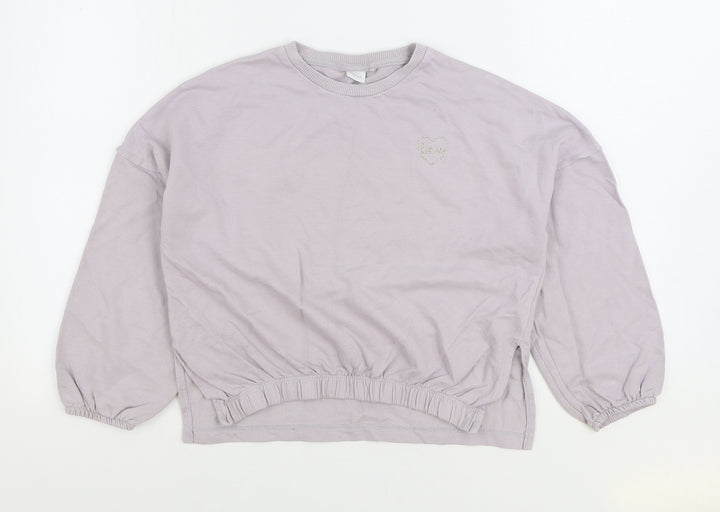 NEXT Girls Grey Cotton Pullover Sweatshirt Size 10 Years Pullover - Cropped Love