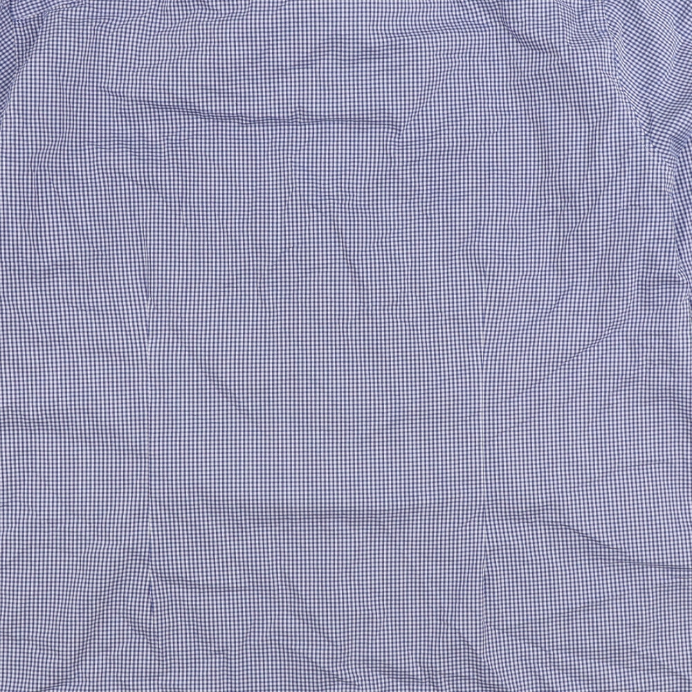 NEXT Mens Blue Check Cotton Button-Up Size 17.5 Collared Button