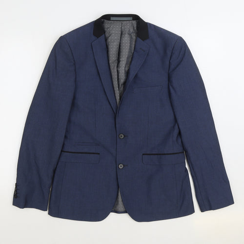 Burton Mens Blue Viscose Jacket Suit Jacket Size 38