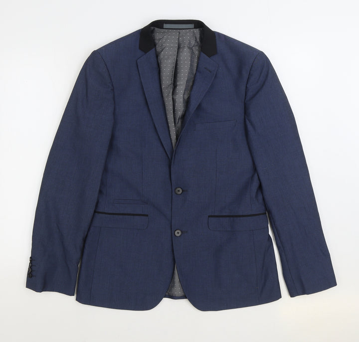 Burton Mens Blue Viscose Jacket Suit Jacket Size 38