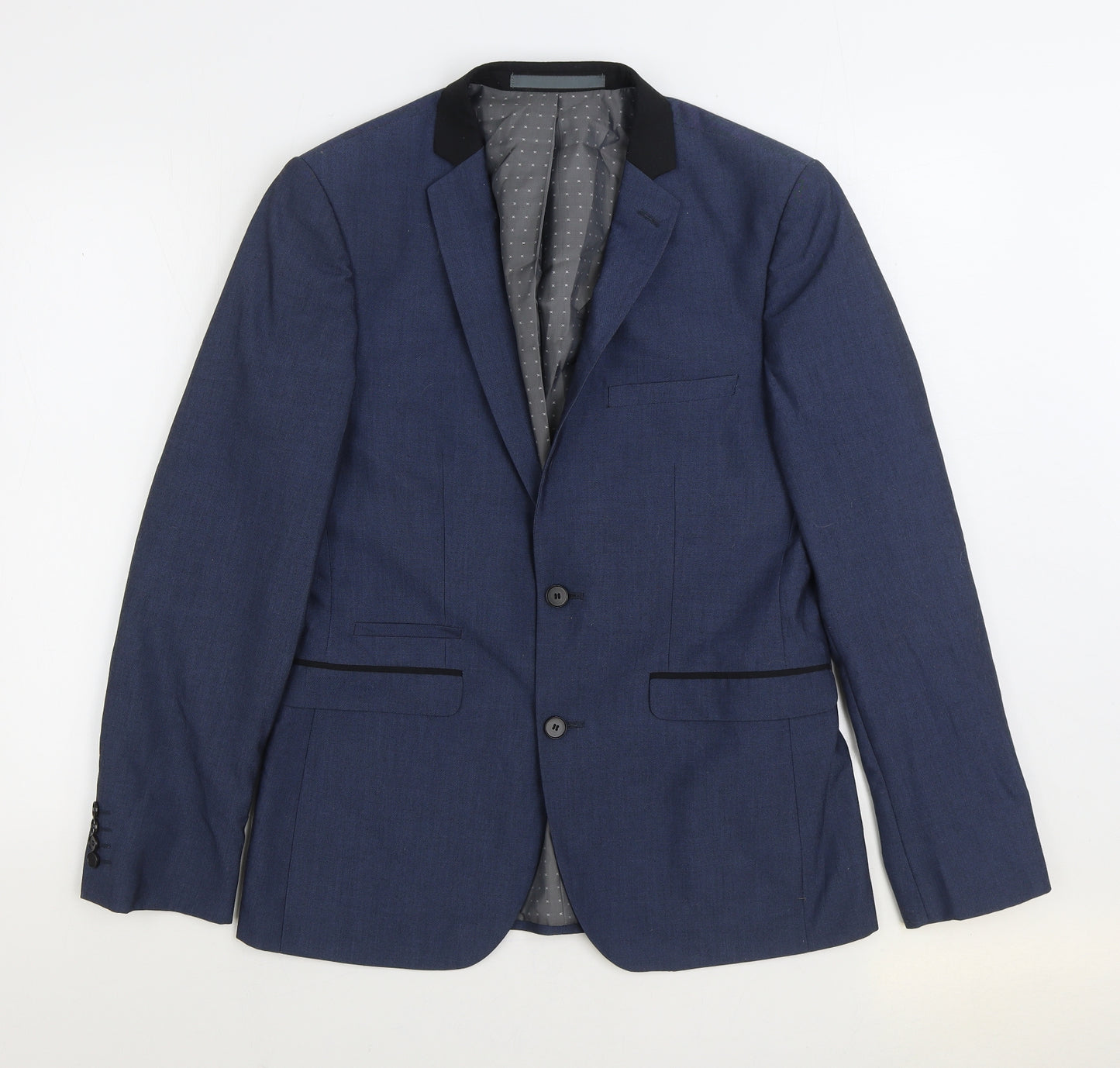 Burton Mens Blue Viscose Jacket Suit Jacket Size 38
