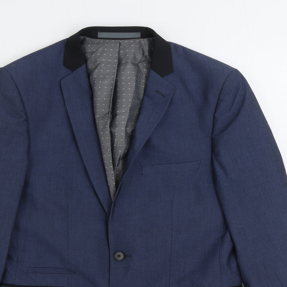 Burton Mens Blue Viscose Jacket Suit Jacket Size 38