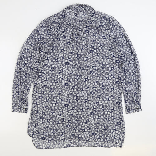 Atmosphere Womens Blue Floral Polyester Basic Button-Up Size 14 Collared