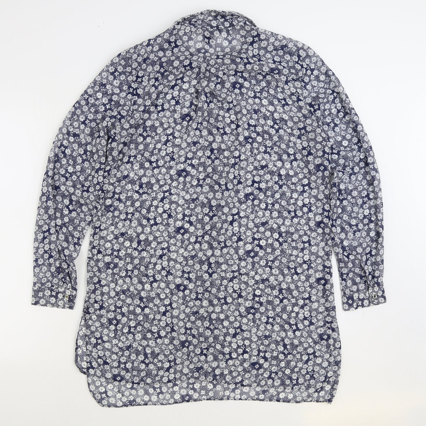 Atmosphere Womens Blue Floral Polyester Basic Button-Up Size 14 Collared