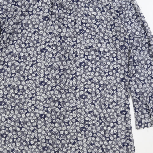 Atmosphere Womens Blue Floral Polyester Basic Button-Up Size 14 Collared