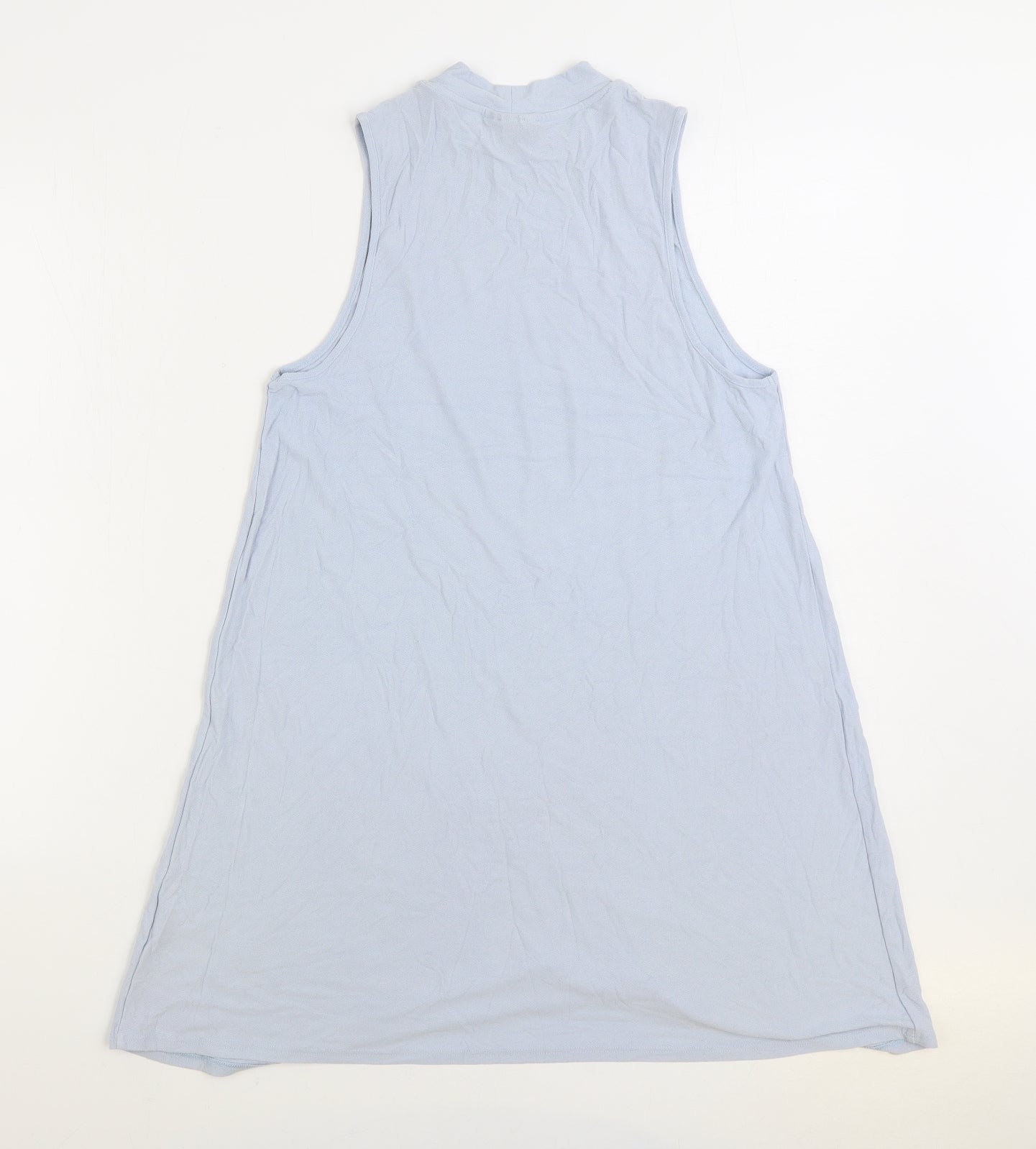 Topshop Womens Blue Viscose Tank Dress Size 12 Mock Neck Pullover