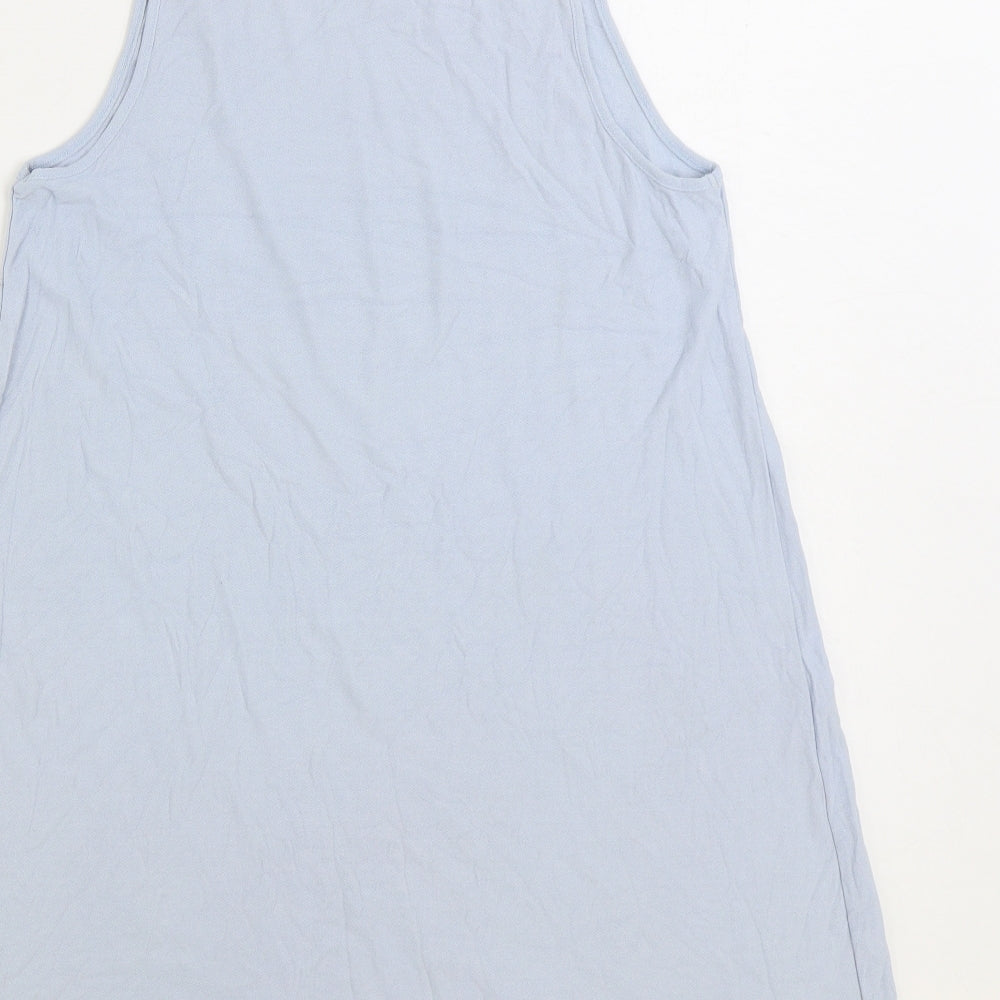 Topshop Womens Blue Viscose Tank Dress Size 12 Mock Neck Pullover