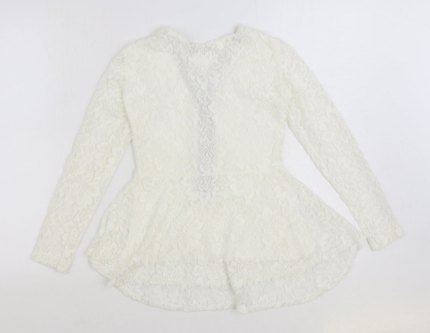 V London Womens White Polyester Basic Blouse Size S V-Neck