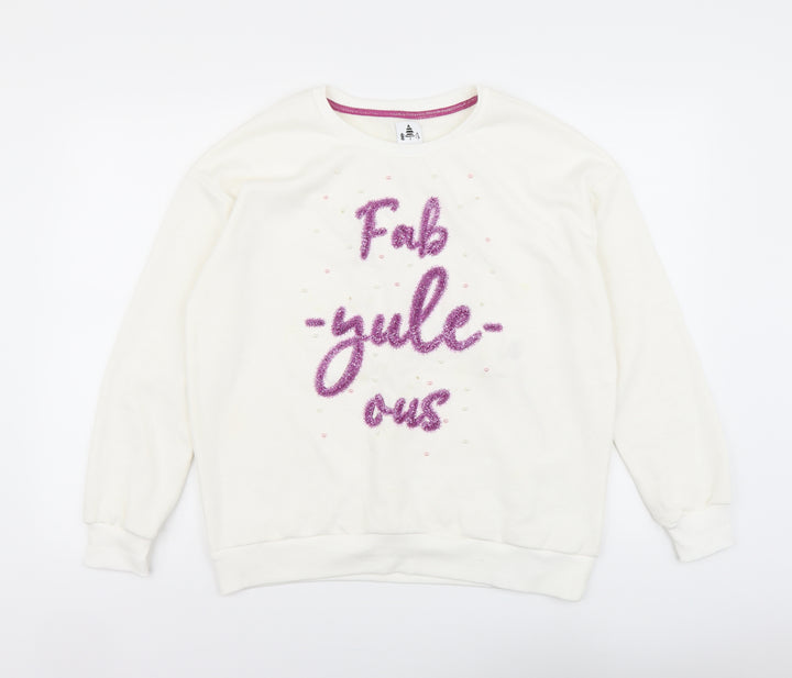 George Womens White Cotton Pullover Sweatshirt Size M Pullover