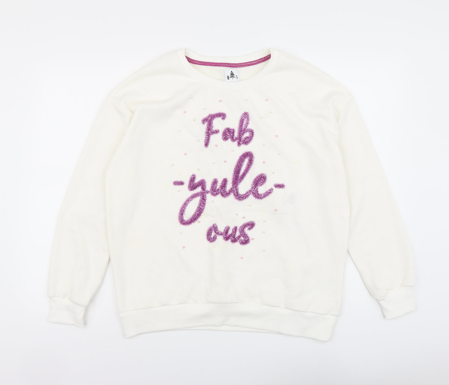 George Womens White Cotton Pullover Sweatshirt Size M Pullover