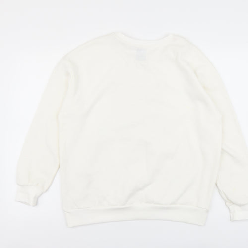 George Womens White Cotton Pullover Sweatshirt Size M Pullover