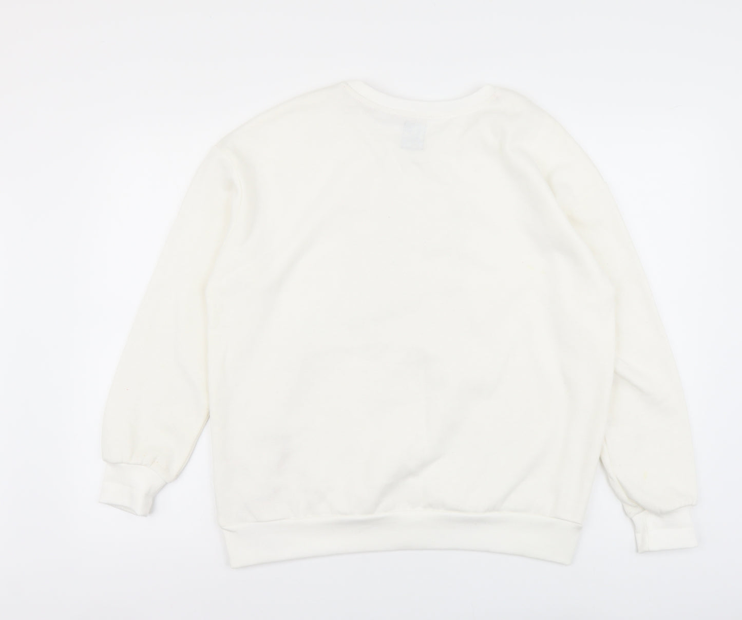 George Womens White Cotton Pullover Sweatshirt Size M Pullover