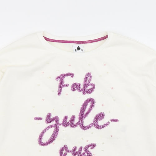 George Womens White Cotton Pullover Sweatshirt Size M Pullover