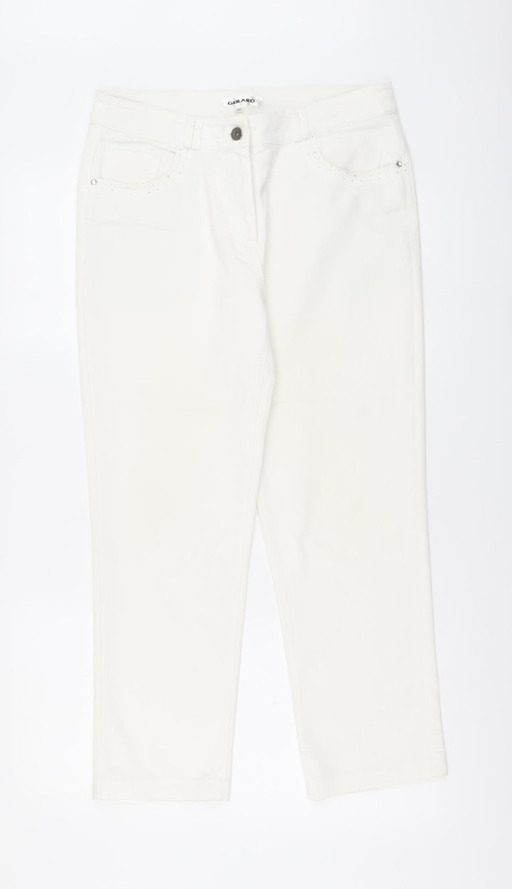 Gerard Womens White Cotton Straight Jeans Size 12 L26 in Regular Button