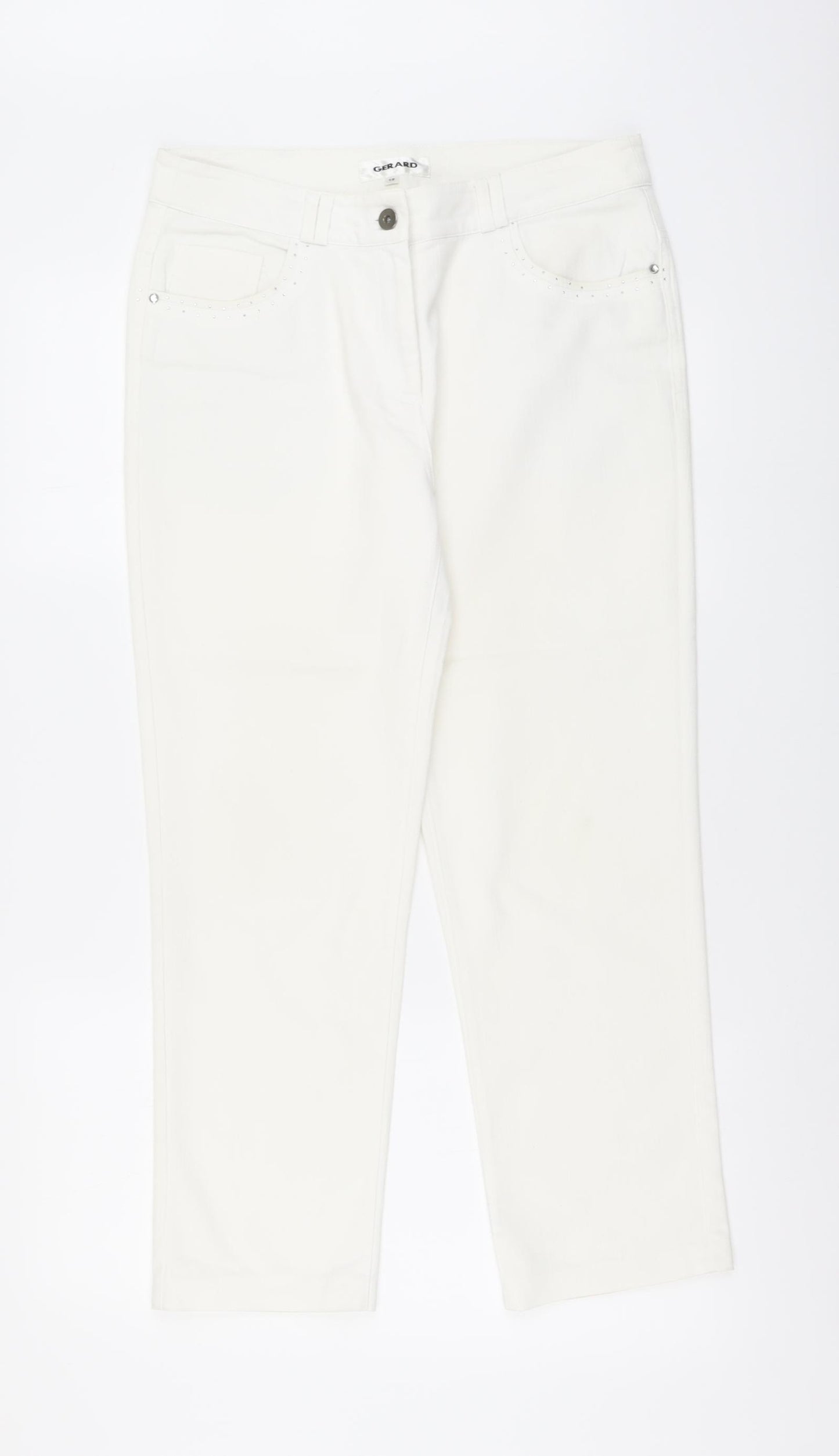 Gerard Womens White Cotton Straight Jeans Size 12 L26 in Regular Button