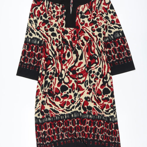 Tiana B. Womens Multicoloured Geometric Polyester A-Line Size S V-Neck Pullover