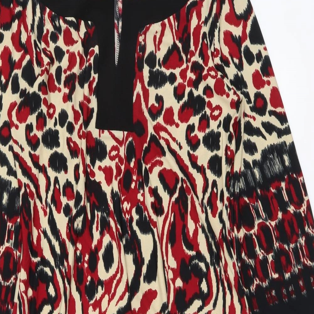 Tiana B. Womens Multicoloured Geometric Polyester A-Line Size S V-Neck Pullover