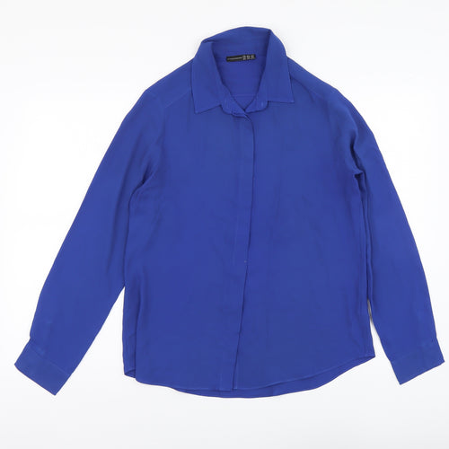 Atmosphere Womens Blue Polyester Basic Button-Up Size 14 Collared