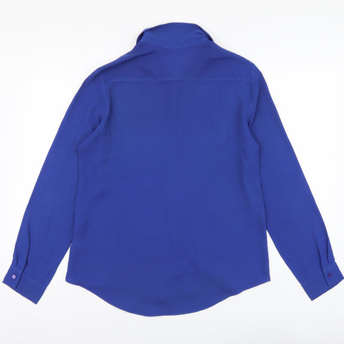 Atmosphere Womens Blue Polyester Basic Button-Up Size 14 Collared