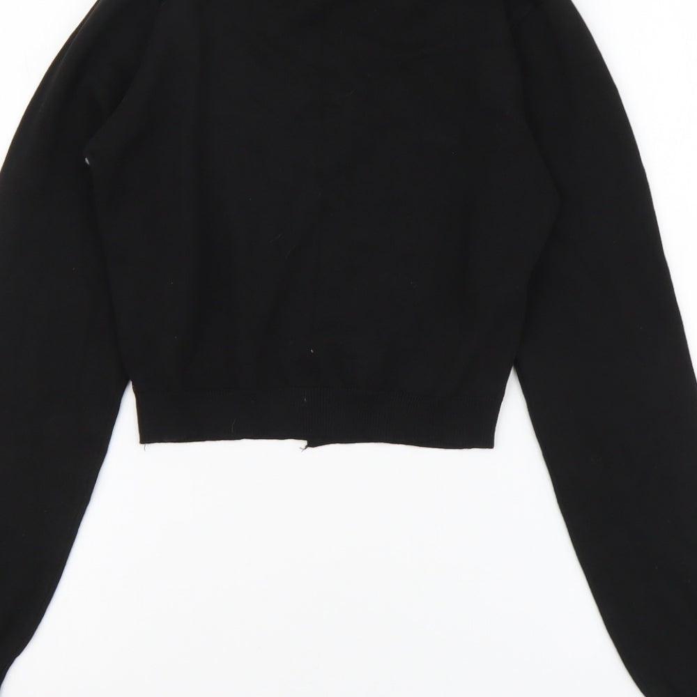 SheIn Womens Black Round Neck Argyle/Diamond Polyester Cardigan Jumper Size S