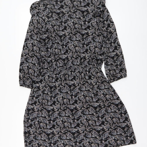 NEXT Womens Black Paisley Viscose A-Line Size 10 V-Neck Pullover