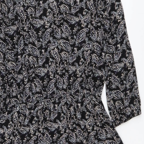 NEXT Womens Black Paisley Viscose A-Line Size 10 V-Neck Pullover