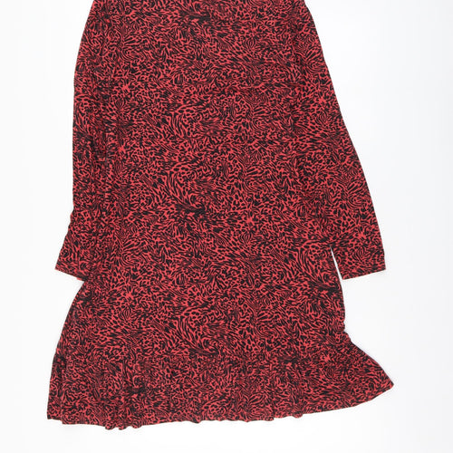 Friends like these Womens Red Animal Print Viscose Trapeze & Swing Size 10 Round Neck Pullover