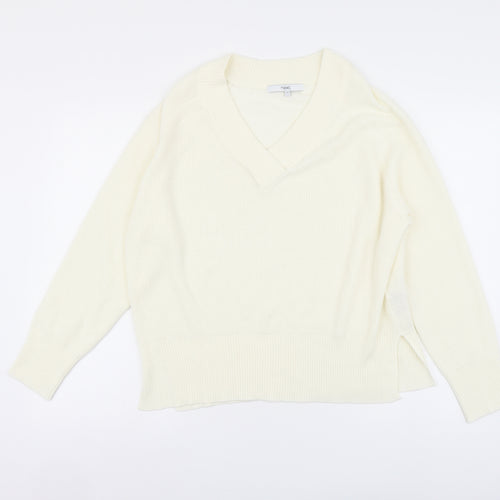 NEXT Womens Ivory V-Neck Acrylic Pullover Jumper Size M