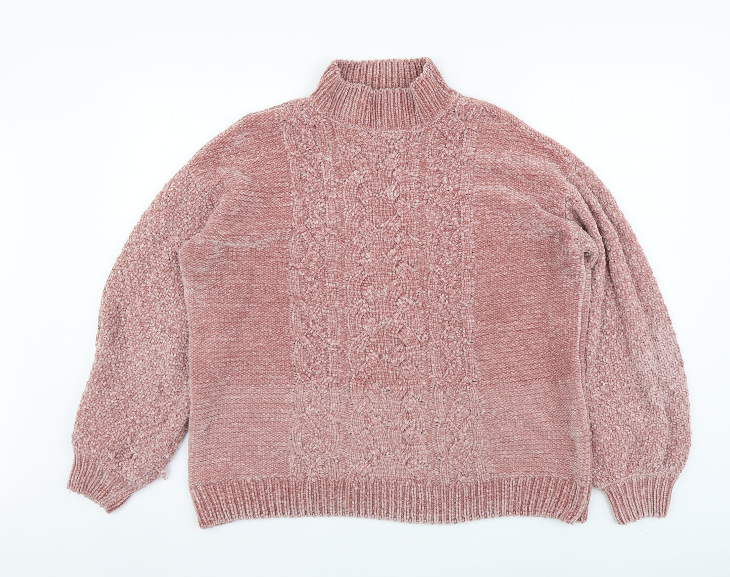Primark Womens Pink High Neck Polyester Pullover Jumper Size L