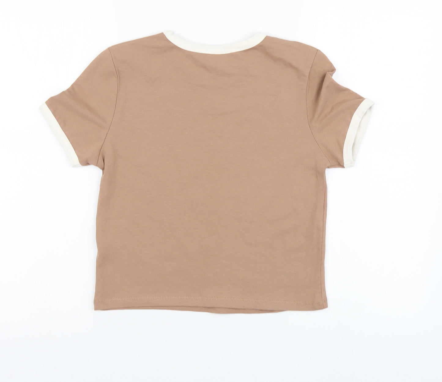 Primark Womens Brown Cotton Basic T-Shirt Size S Round Neck - Montana