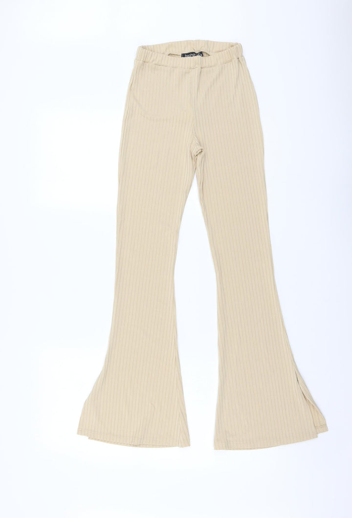 Boohoo Womens Beige Polyester Sweatpants Trousers Size 8 L29 in Regular Drawstring